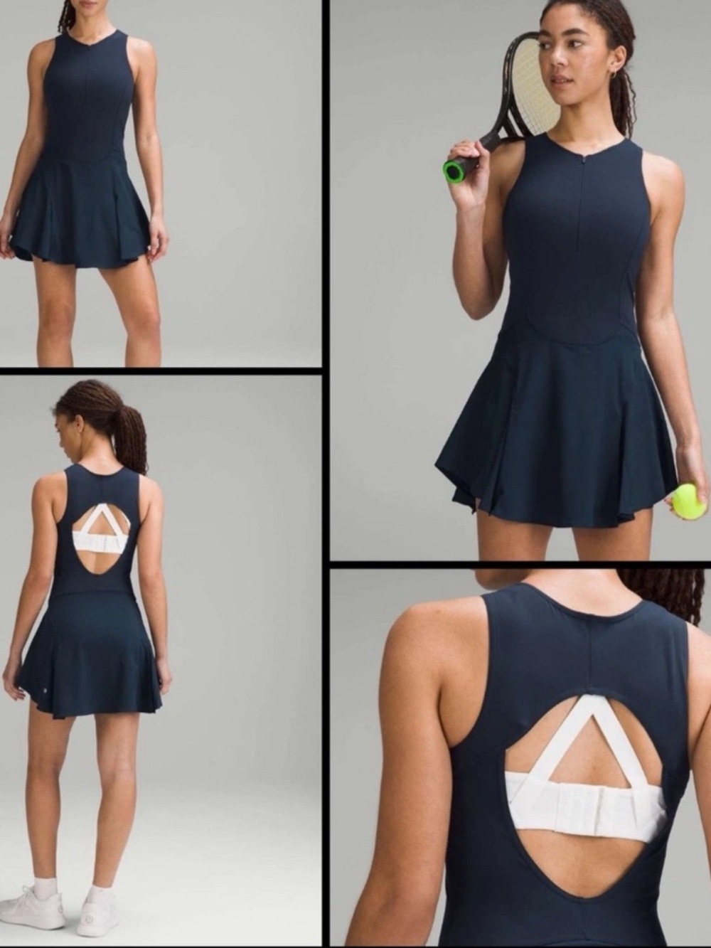 lululemon athletica Black Sleeveless Tennis Dress with Open Back Detail